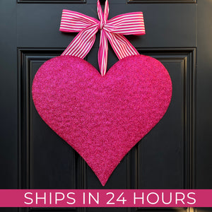 Pink Heart Door Wreath