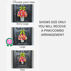 Pink Tulip Bucket Door Wreath