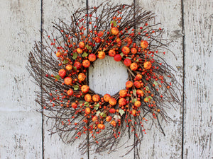 Primitive Halloween Wreath - Pumpkin Wreath - Fall Door Decoration - Pumpkin Door Wreath