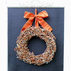 Orange Cream Pip Berry Wreath with Bow