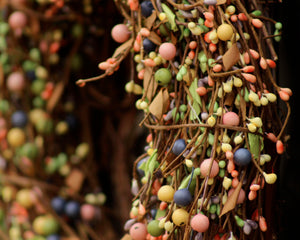 Green Pink Yellow Indigo Berry Wreath