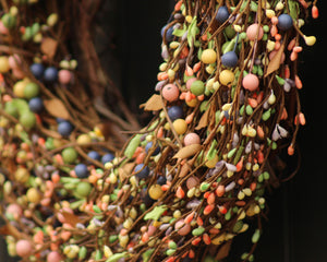 Green Pink Yellow Indigo Berry Wreath