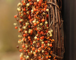 Fall Berry Wreath - Fall Wreath - Autumn Door Wreath - Orange & Brown Berry Wreath