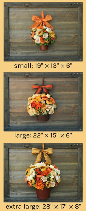 Fall Hydrangea Peony Flower Pail Door Hanger