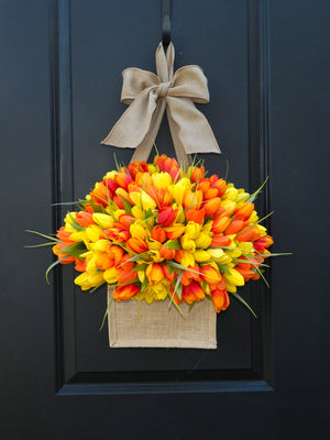Burlap Tulip Door Hanger