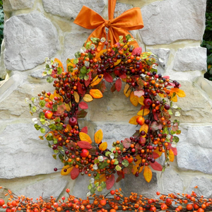 Fall Berry Wreath with Bow