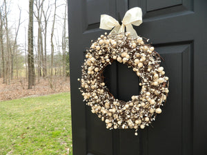 Cream Everyday Combo Berry Wreath with Bow