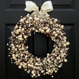 Cream Everyday Combo Berry Wreath with Bow