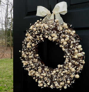 Cream Everyday Combo Berry Wreath with Bow